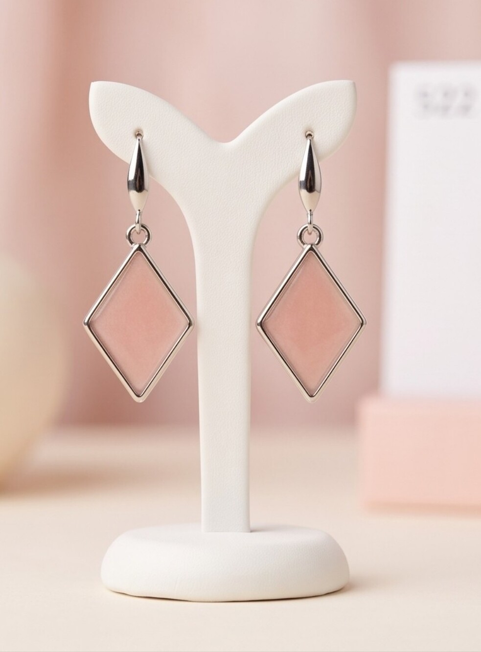 #522 HAND CRAFTED Earrings handcrafted handmade Resin Silver Tone Metalic Peach